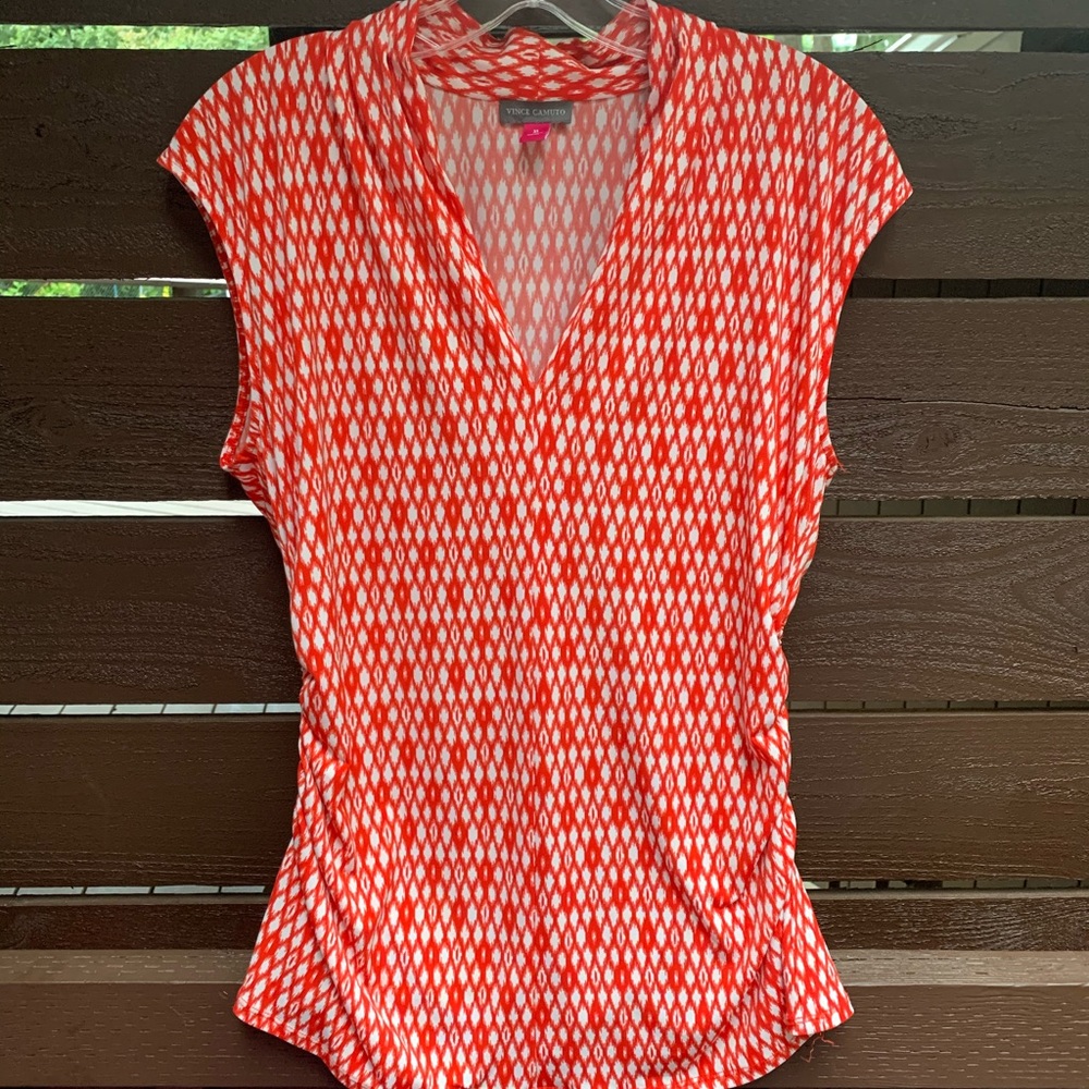 Vince Camuto Orange and White Top